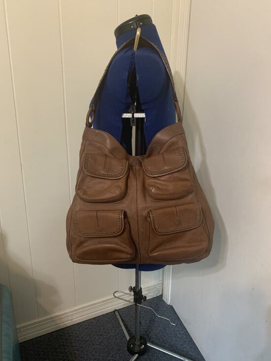 Banana Republic Handbags - Banana Republic Large Cow Leather Hobo Bag 4 pockets Whipstitch Braided Strap